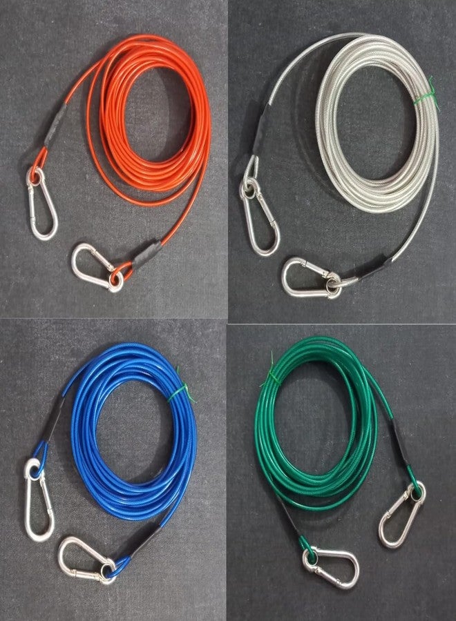 TEELLON حبل ربط/مقود TEELLON 10FTX4 (4 مم) شديد التحمل وخفيف الوزن للكلاب الصغيرة والمتوسطة الحجم، يتحمل قوة شد تصل إلى 60 رطلاً، مطلي بمادة PVC مقاومة للصدأ ومقاومة للمضغ، مثالي للتخييم في الفناء. (متعدد الألوان) - Image 1